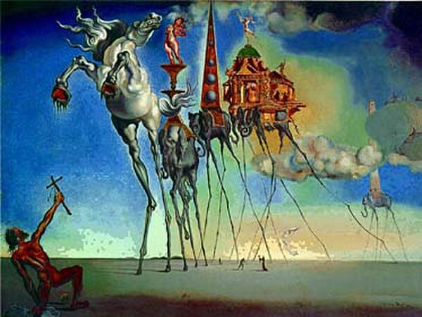 Painting Horse Temptation of Saint Anthony Salvador Dali Statues Art